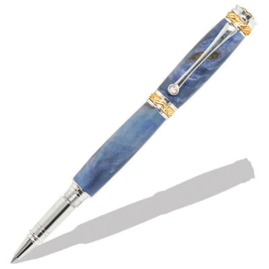 Majestic Rollerball Pen with Blue Maple Burl